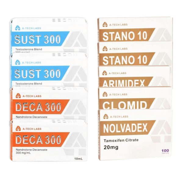 Izomtömegnövelő csomag (szájon át történő injekció) Sustanon + Deca + Winstrol (8 hét) A Tech