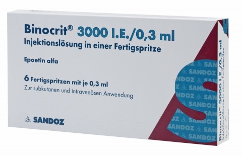 Binocrit 3000 NE 0,3 ml 6 oldatos injekció előretöltött fecskendőben Epoetin Alfa Sandoz