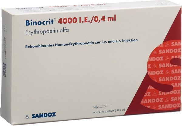 Binocrit 4000 NE 0,4 ml 6 oldatos injekció előretöltött fecskendőben Epoetin Alfa Sandoz