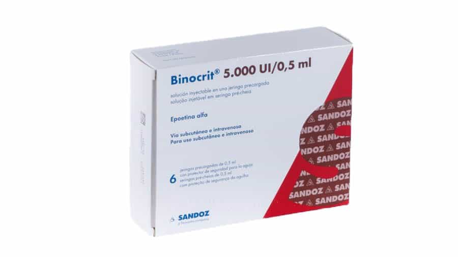 Binocrit 5000 NE 0,5 ml 6 oldatos injekció előretöltött fecskendőben Epoetin Alfa Sandoz