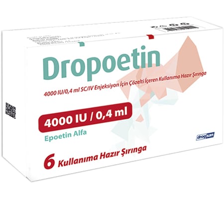 Dropotein 4000 NE 0,4 ml 6 oldatos injekció előretöltött fecskendőben Epoetin Alfa Drogsan