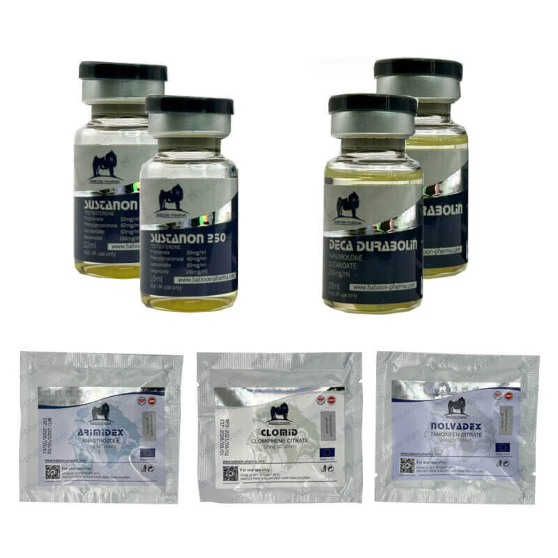 II. SZINTŰ (INJEKCIÓS) Tömegnövelő csomag: SUSTANON + DECA + PCT (8 hét) Baboon Pharma