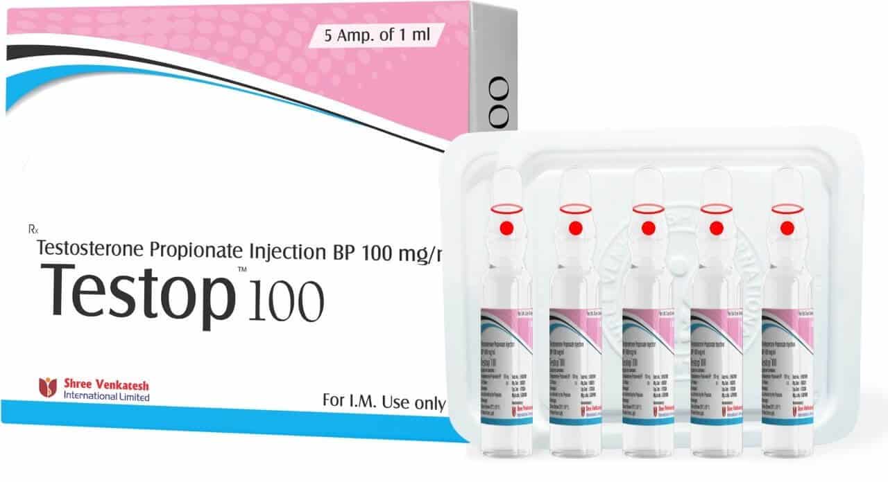 TESTOP – Tesztoszteron-propionát 100 mg/ml (5 amper x 1 ml) – Shree Venkatesh