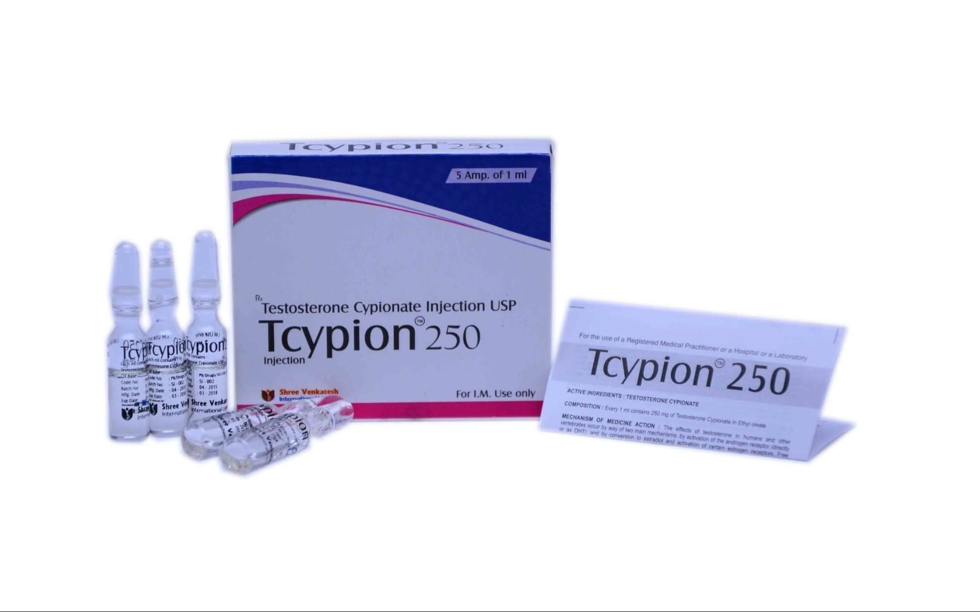 TCYPION - Tesztoszteron-cipionát 250 mg/ml (5 ampulla x 1 ml) - Shree Venkatesh